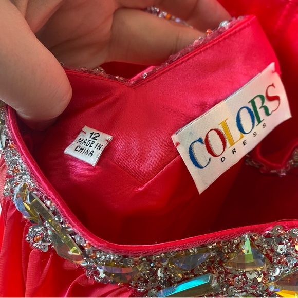Colors Dress | NWT Bright Pink Sparkle Gem Dress | Size 12 - Picture 8 of 10